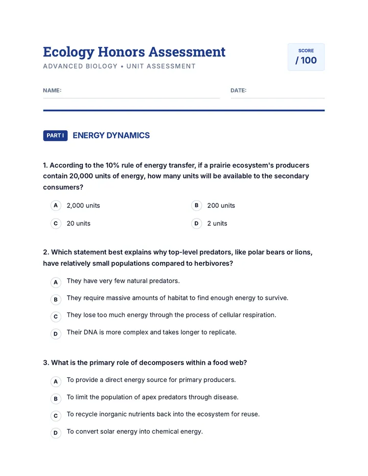 Honors Eco Assessment Revised