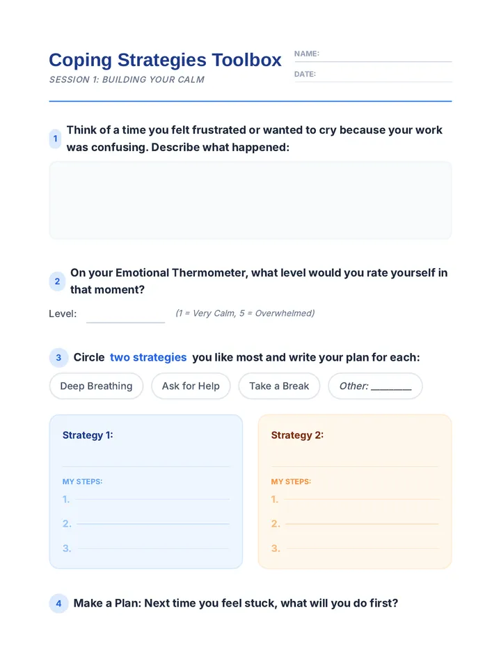 Coping Strategies Worksheet