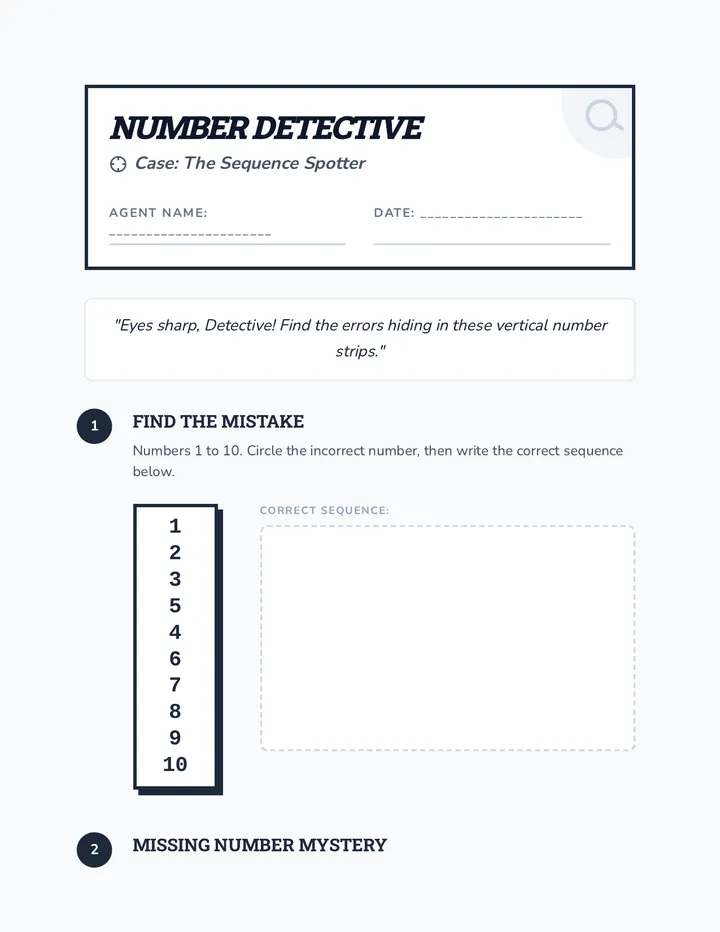 Vertical Number Strips Worksheet