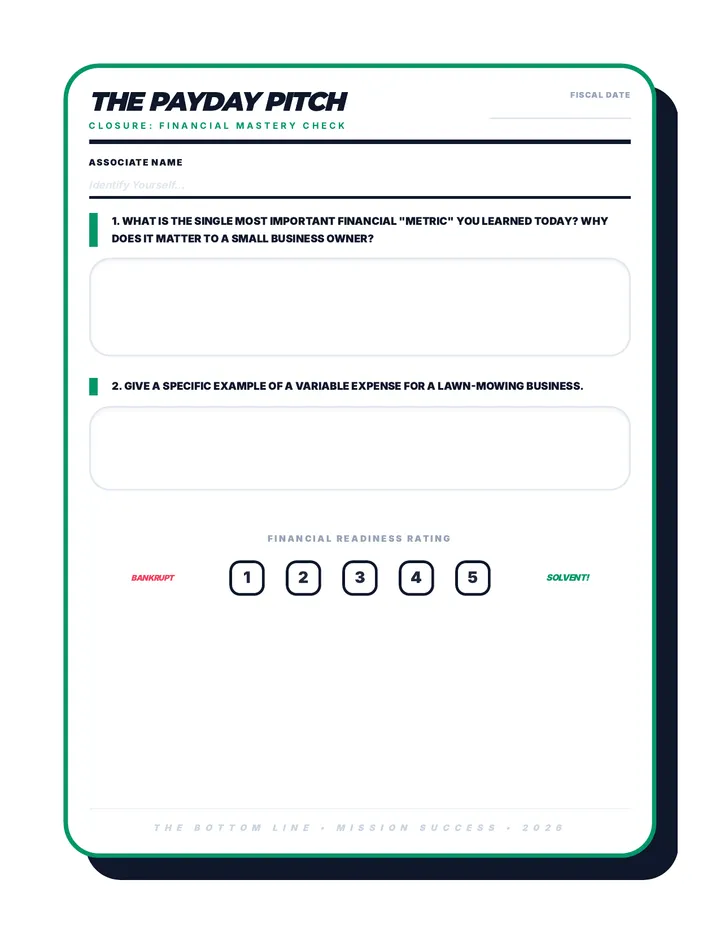 The Payday Pitch Closure Exit Ticket