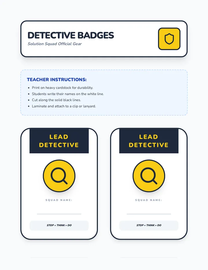 Detective Badges Handout