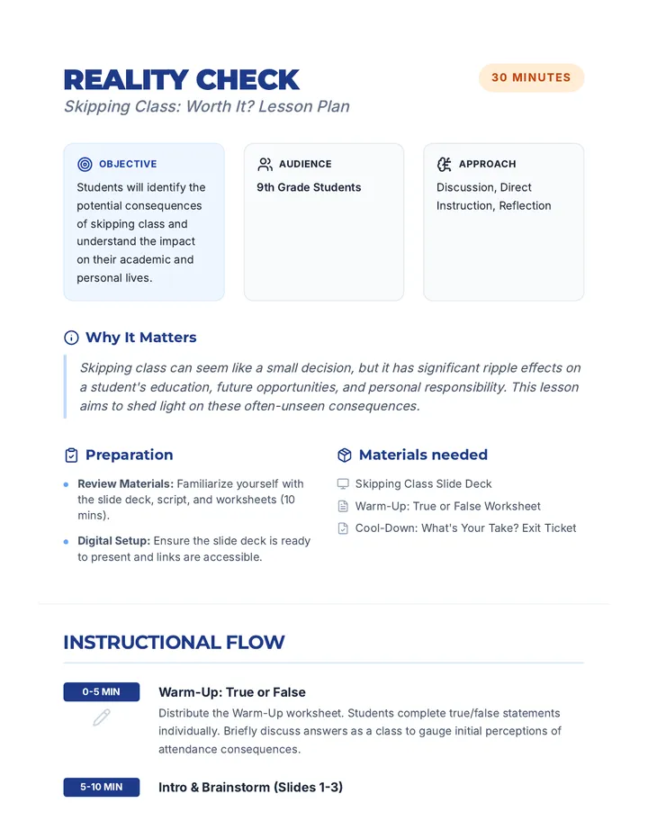 Skipping Class Lesson Plan