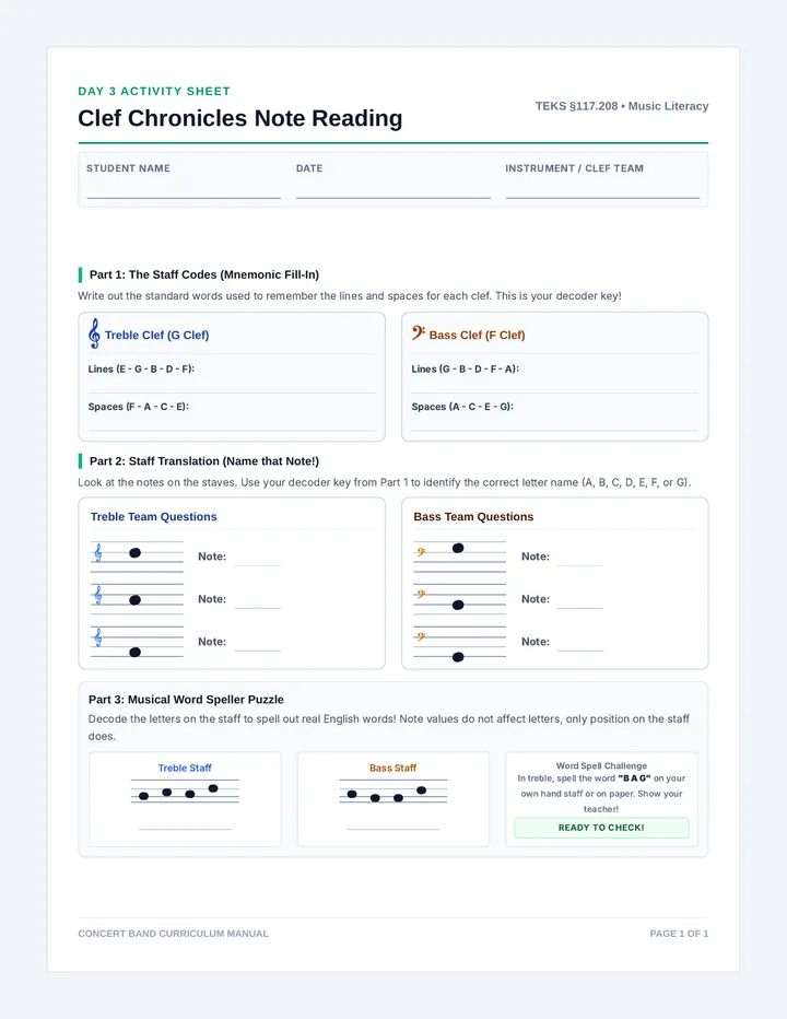 Clef Reading Challenge Handout