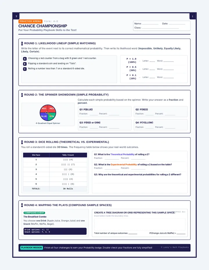 Chance Championship Practice Worksheet