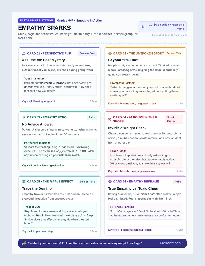 Empathy Sparks Activity Cards