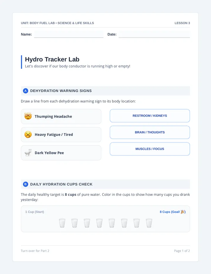 Water Tracker Worksheet