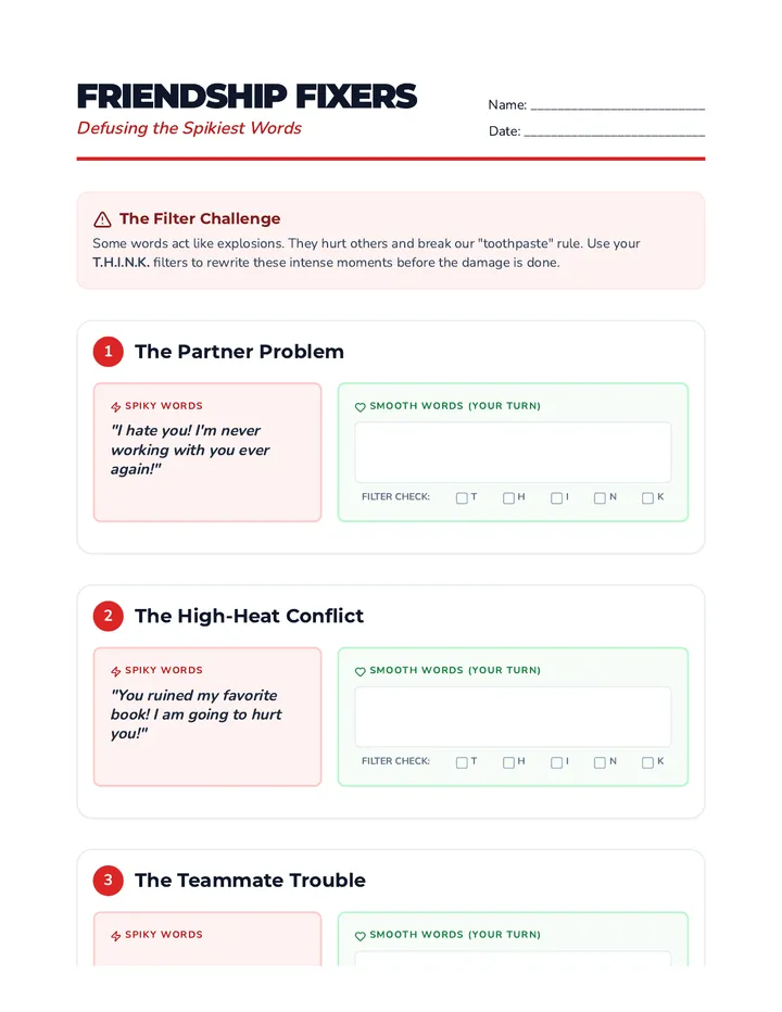 Friendship Fixers Activity v2 Updated Scenarios