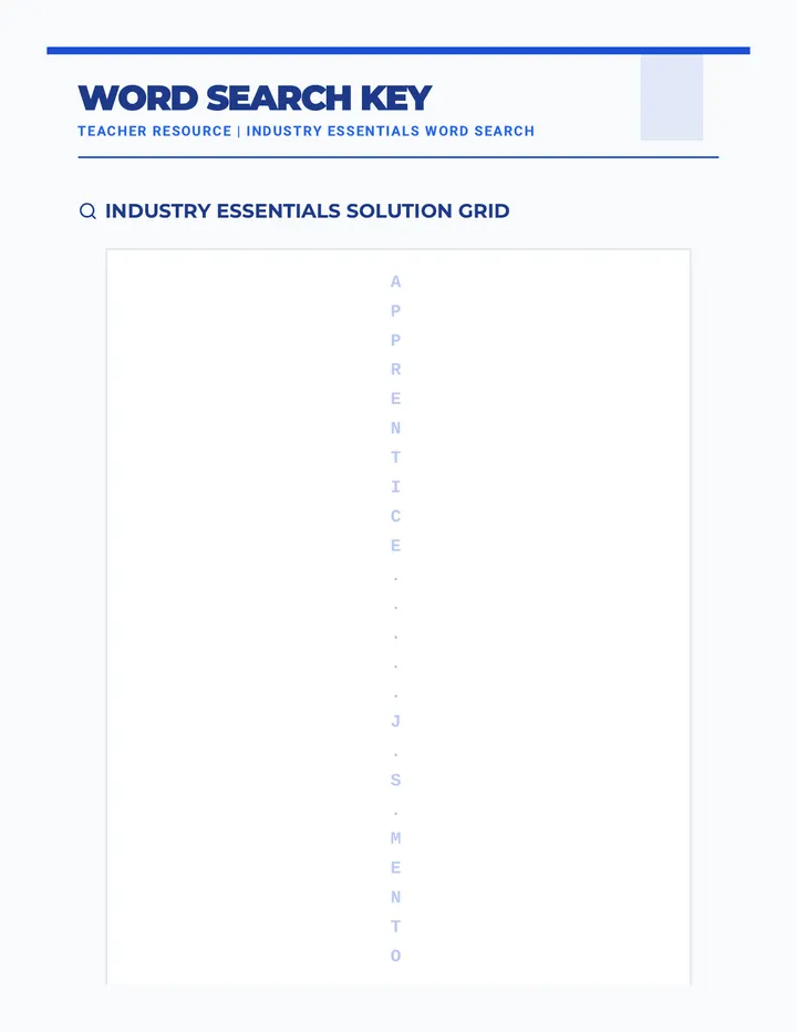 Industry Essentials Answer Key