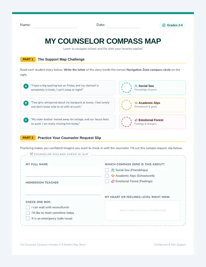 Counselor Compass Map Worksheet