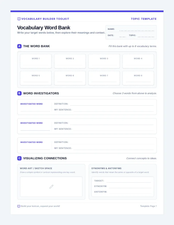 Word Bank Template