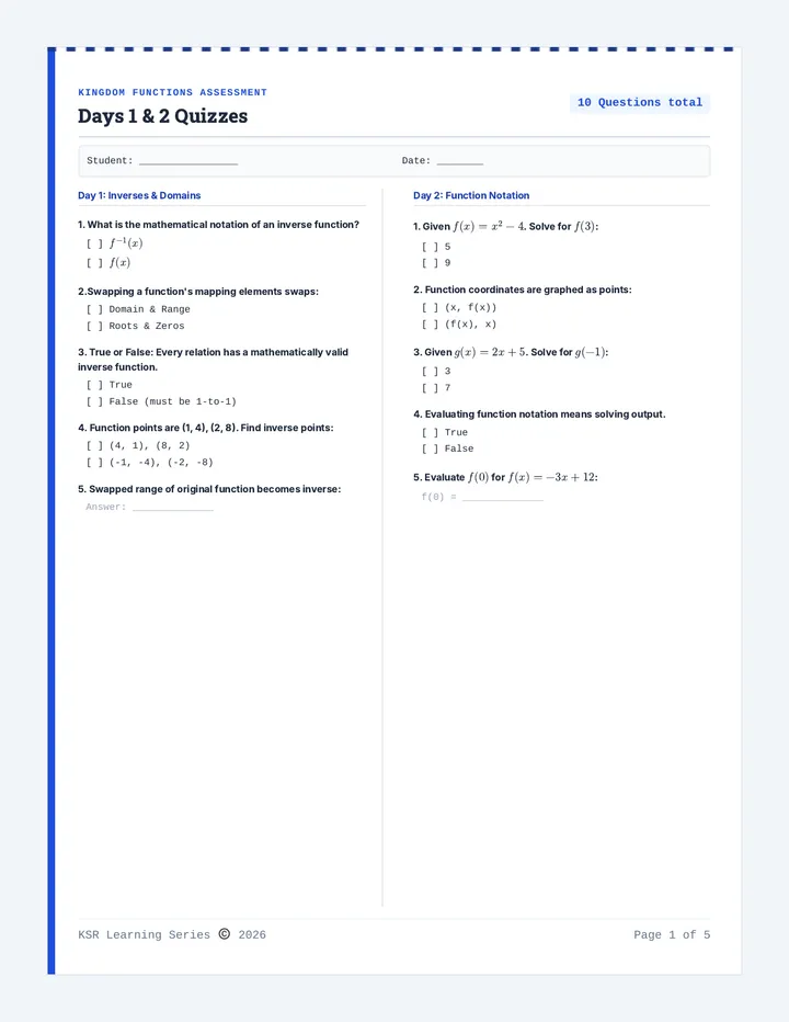 Kingdom Functions Quizzes
