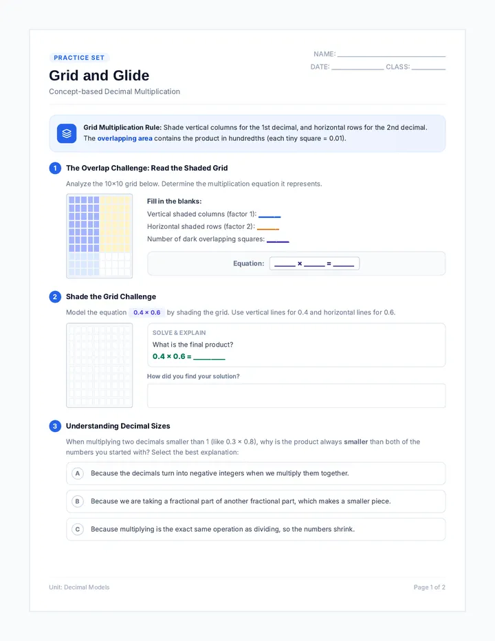 Grid and Glide Worksheet