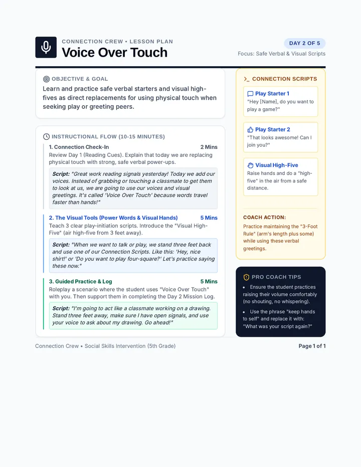Voice Over Touch Lesson Plan