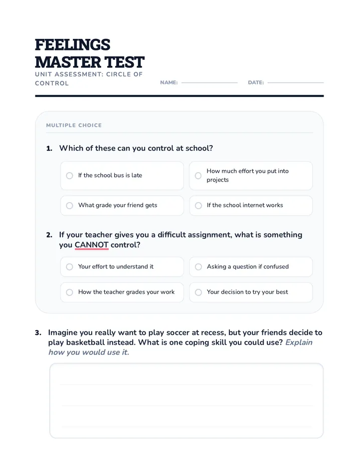 My Feelings & Control Test
