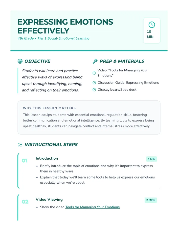 Emotions Lesson Plan