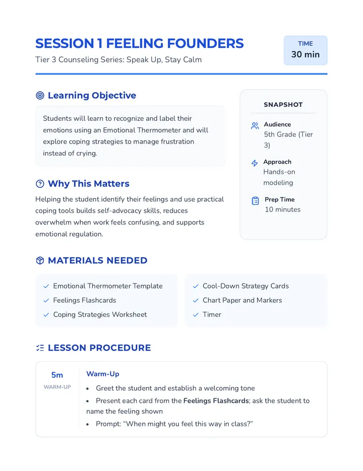 Feeling Founders Lesson Plan