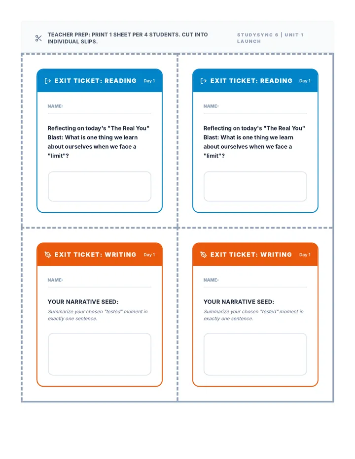 Unit Launch Exit Tickets