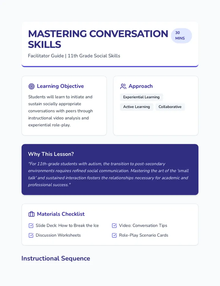 Conversation Skills Lesson Plan