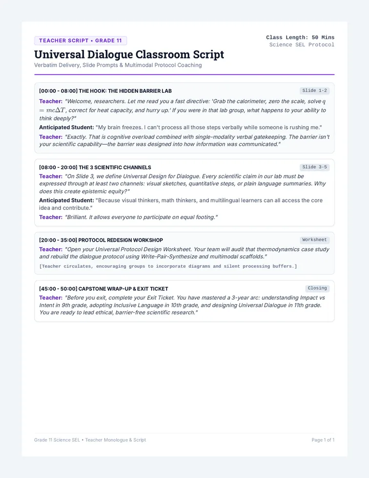 Universal Dialogue Teacher Script