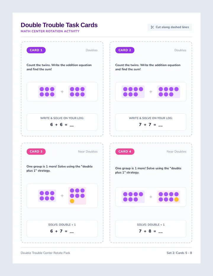 Double Trouble Task Cards