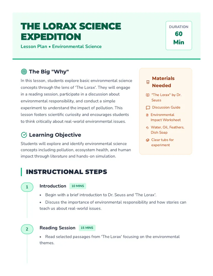 Lorax Lesson Plan