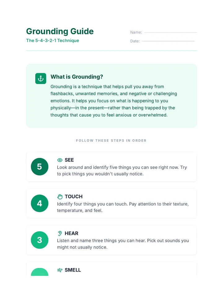 Grounding Steps Handout