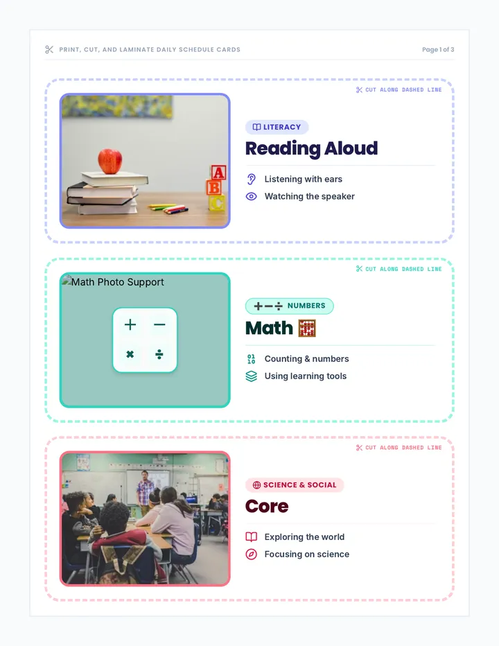 Visual Schedule Cards