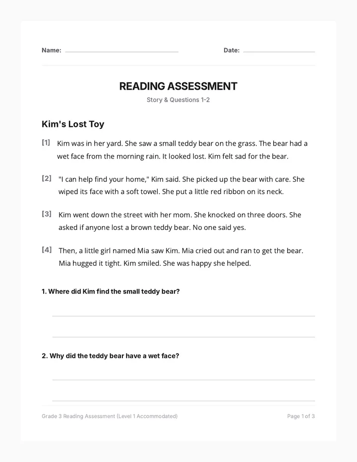 Kim Lost Toy Assessment