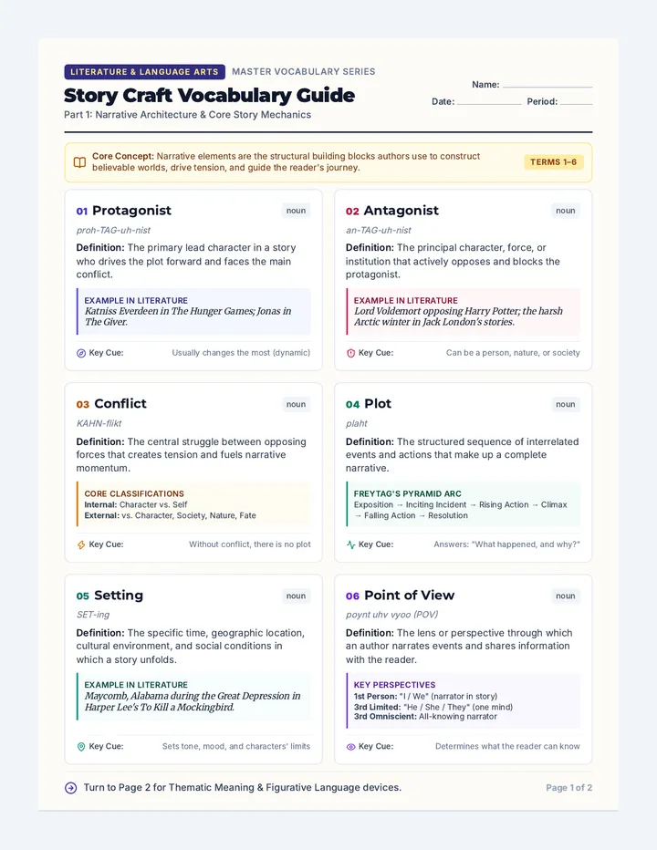 Story Craft Vocabulary Guide