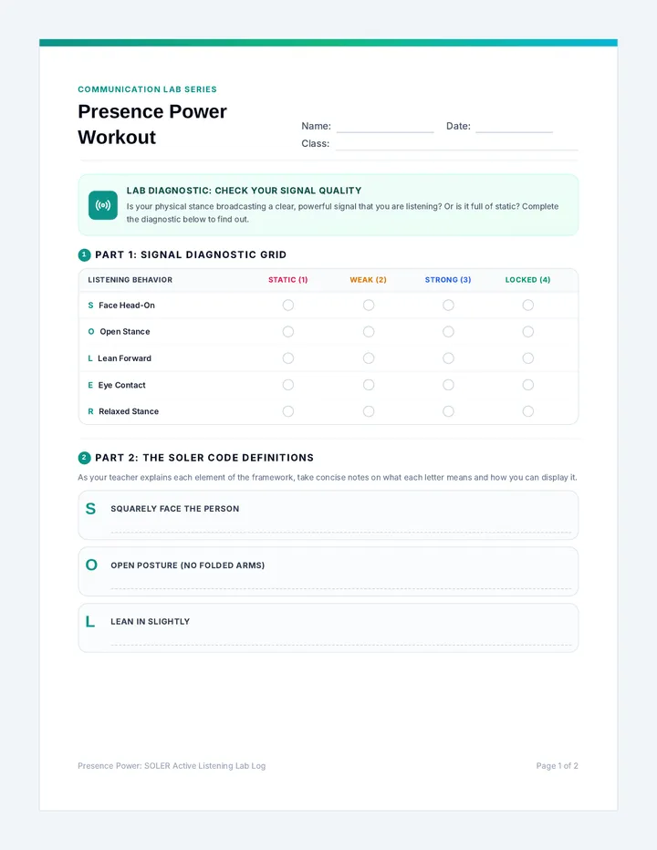 Presence Power Student Workout
