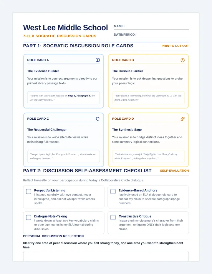 Discussion Cards Activity Sheet