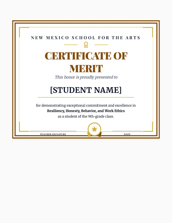Student Merit Certificate STUDENT VERSION STUDENT VERSION