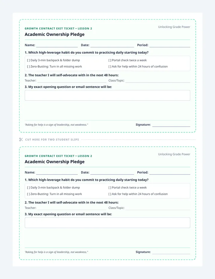 Growth Contract Exit Ticket