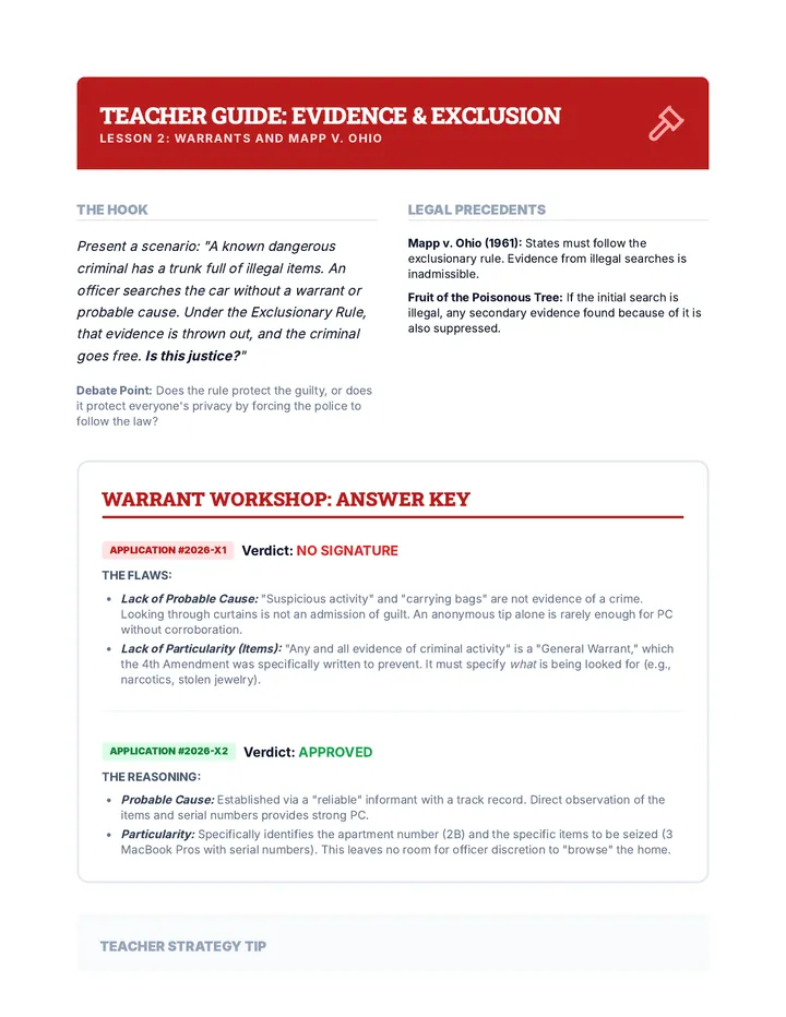 Evidence Exclusion Teacher Guide