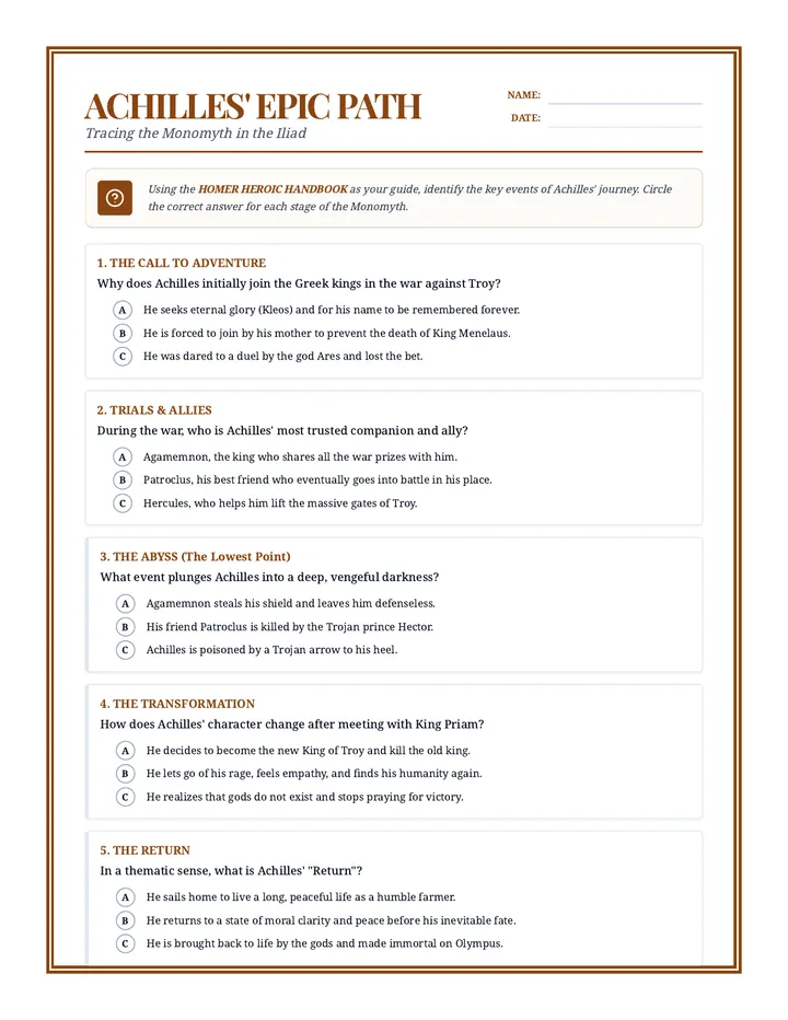 Heroic Journey Activity Pack