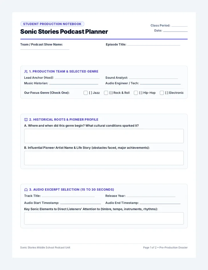 Podcast Script Worksheet