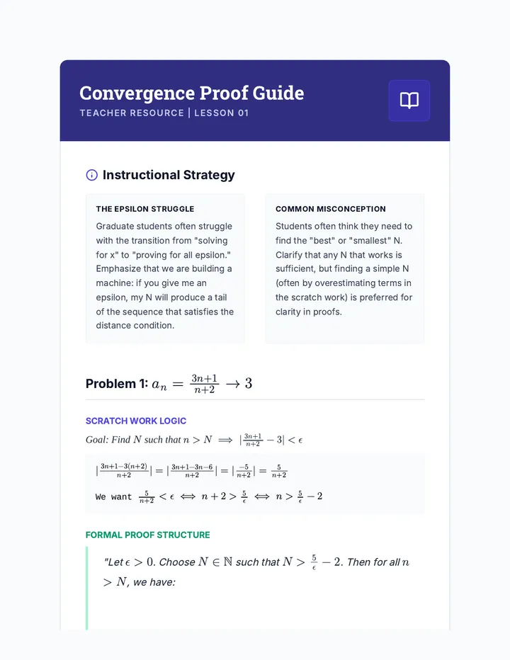 Convergence Proof Guide Teacher Resource