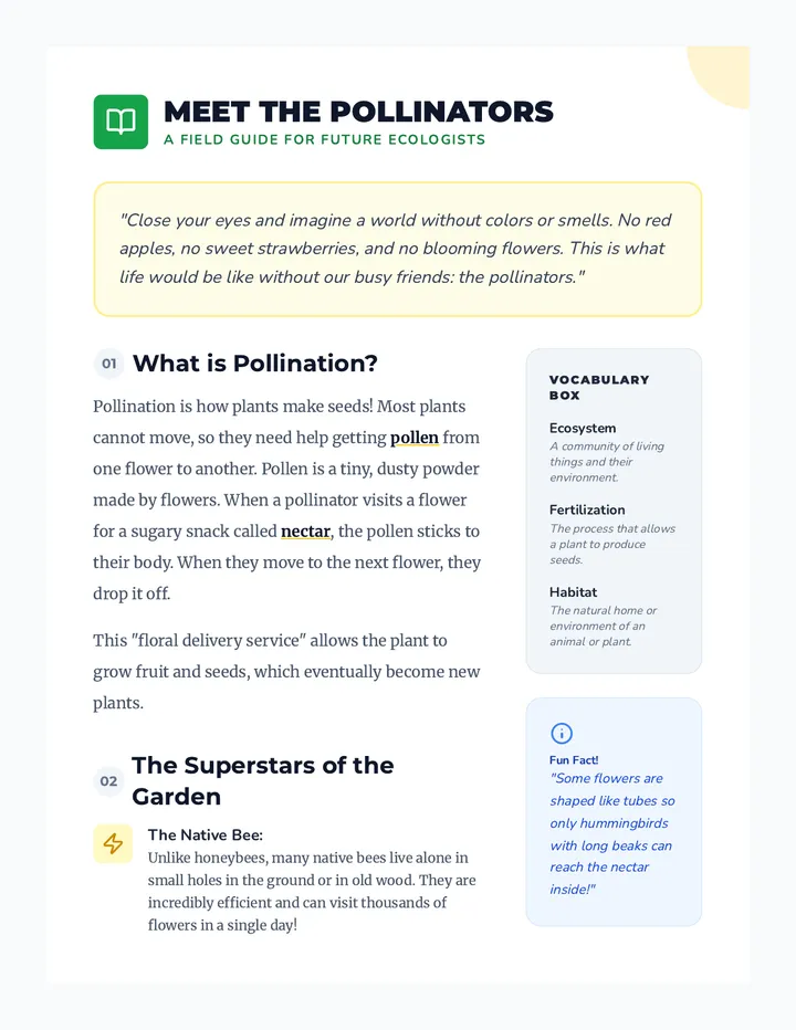 Meet the Pollinators Reading