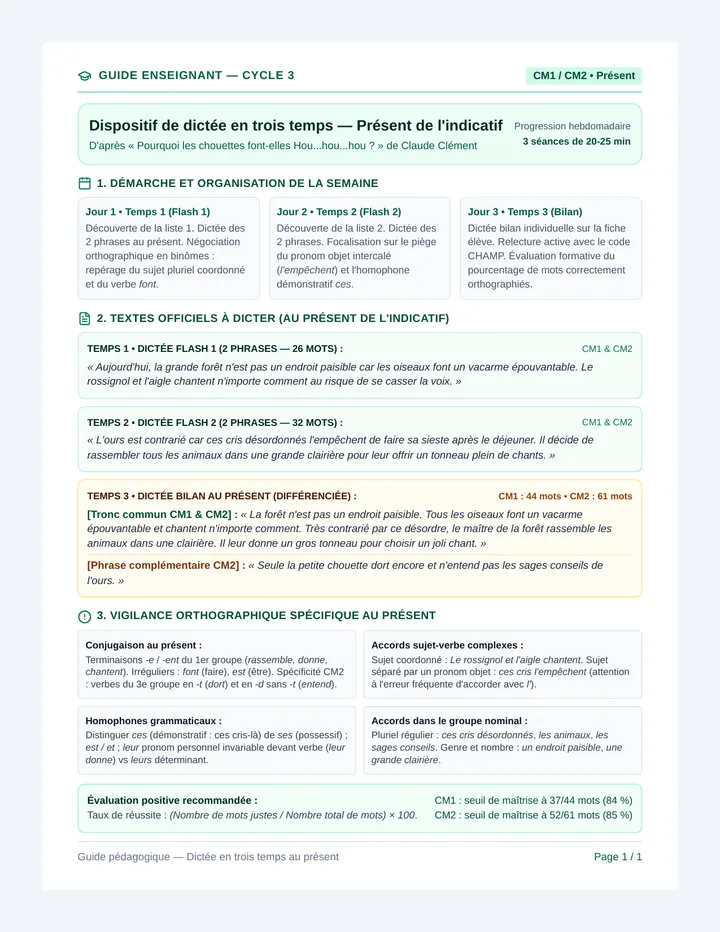 Chouette Dictee Guide Enseignant