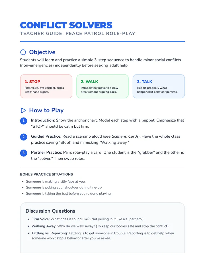 Peace Patrol Teacher Guide