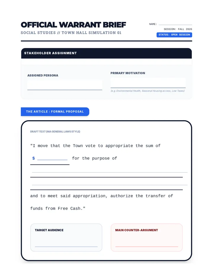 Town Hall Brief Worksheet