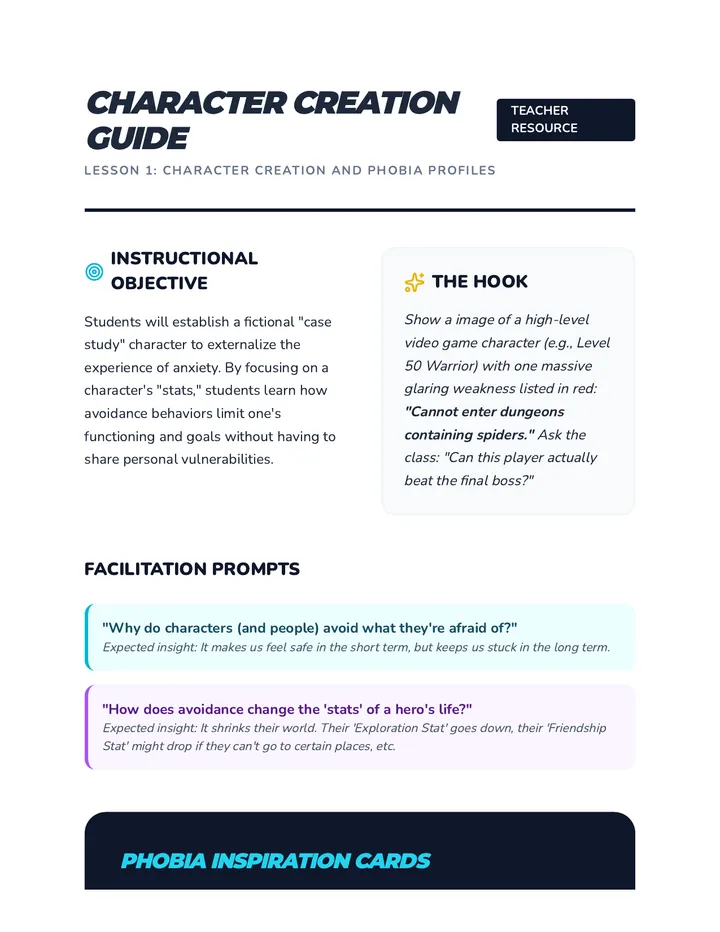 Character Creation Teacher Guide