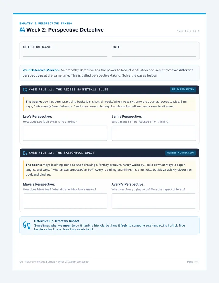 Week 2 Shoes Worksheet