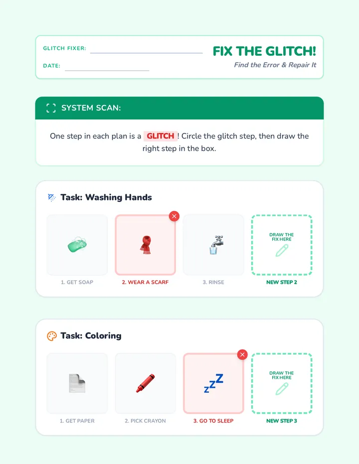 Fix the Glitch Activity Sheet