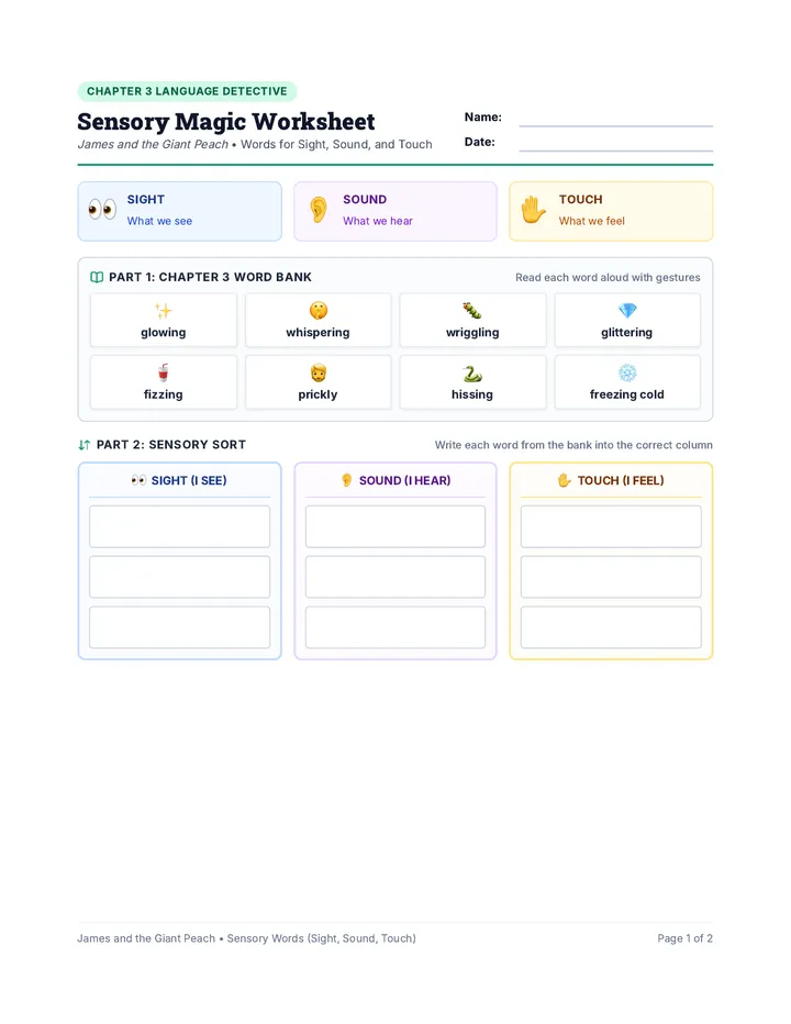 Sensory Scavenger Worksheet