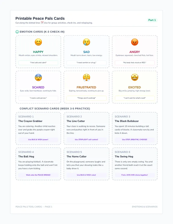 Peace Pals Tool Cards