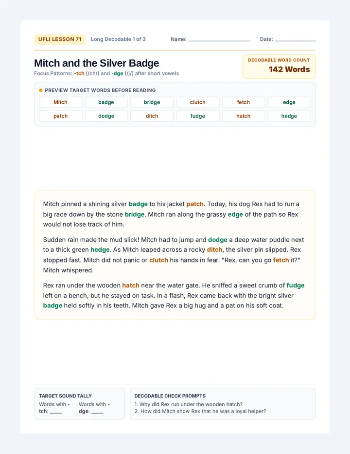 Catch and Dodge Decodable Stories