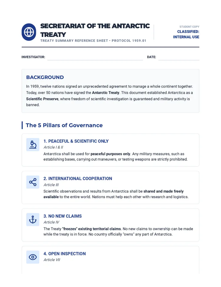 Antarctic Treaty Summary Sheet