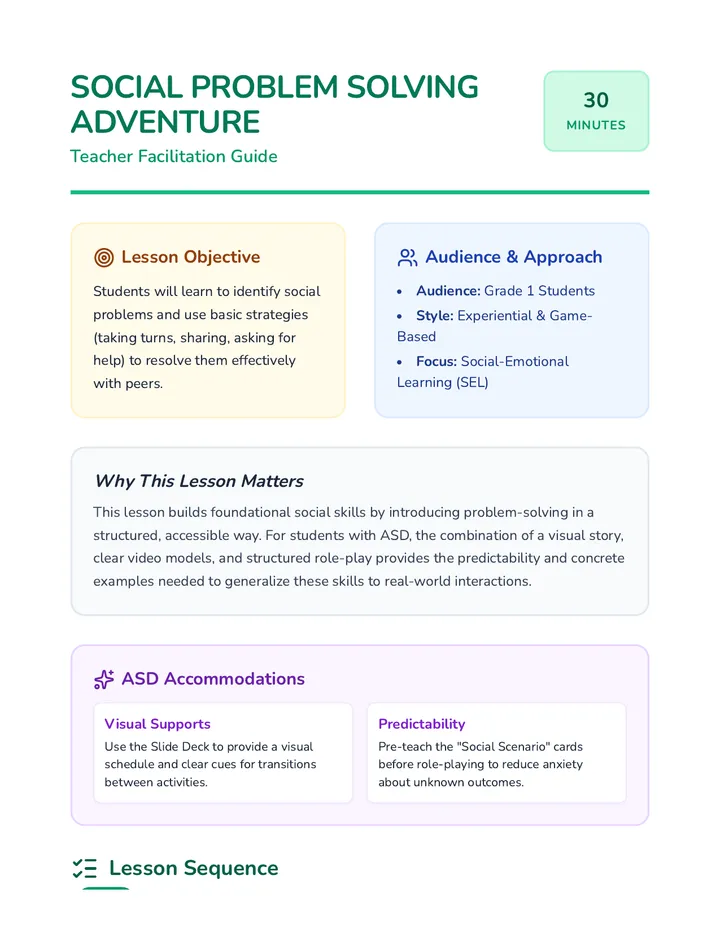 Social Problem Solving Teacher Guide