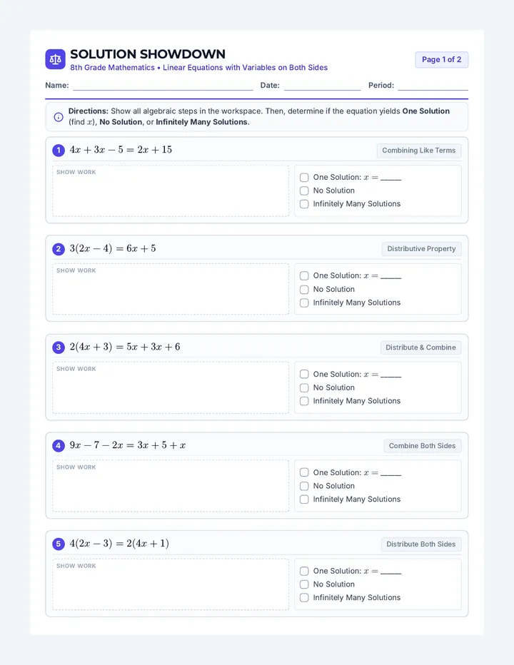 Solution Showdown Worksheet